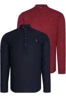 DOUBLE SET G783 DEWBERRY JUDGE COLLAR SHIRT-BURGUNDY-NAVY BLUE