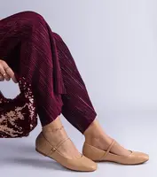 Gemre Beige faux leather ballerinas with buckles Kamelia