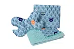 Medi Partners Quilt set with a stroller pillow + butterfly – Forest + minty minky
