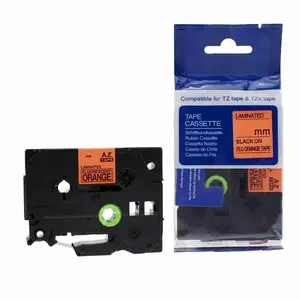 Kompatibilní páska s Brother HGe-B51, signální 24mm x 8, černý tisk/oranž. podklad, vysokorychlostní