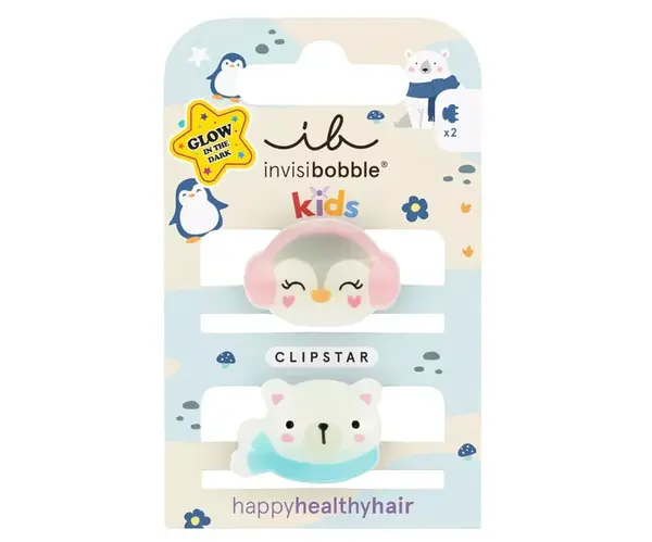 Dětské veselé skřipečky do vlasů Invisibobble Clipstar Polar Friends - 2 ks + dárek zdarma