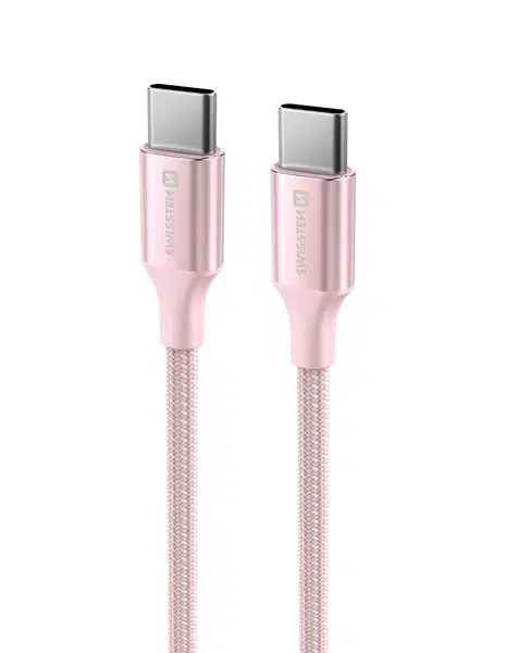 Swissten Textile II USB-C/USB-C, 1,5m růžová