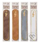 Kožená záložka do knihy Husľový kľúč (šedá, zlatý obrázok)