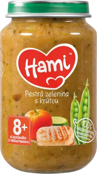 HAMI masozeleninový příkrm Pestrá zelenina s krůtou, 8+ 200 g