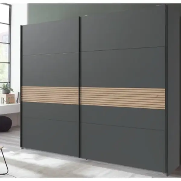 Šatní skříň Rotterdam, 225 cm, grafit/dub artisan