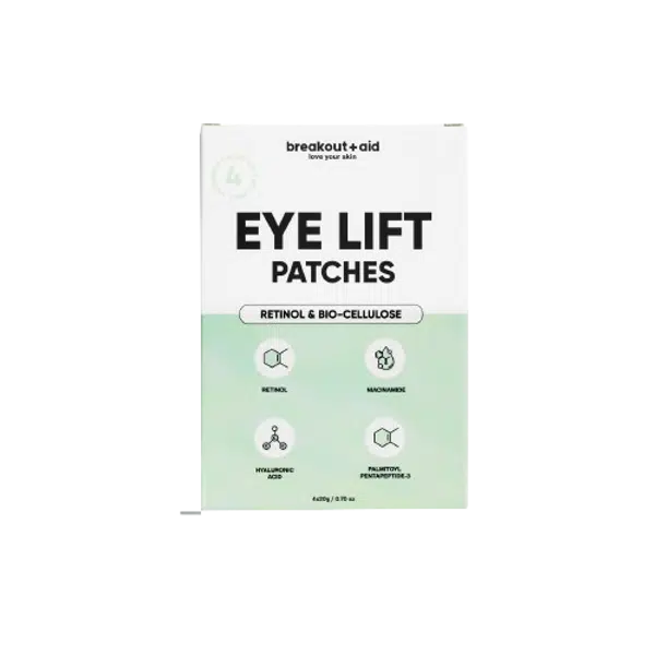 BREAKOUT+AID EYE LIFT Patches, Zpevňující náplasti na oční okolí s retinolem 4 ks