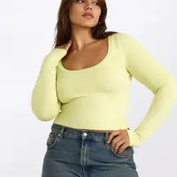 Tričko Organic Basics Everyday Scoop Neck Long Sleeve Tee Elderflower Green