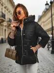 Resti Women's Quilted Jacket with Hood and Cuffs on Sleeves Stone Hollow