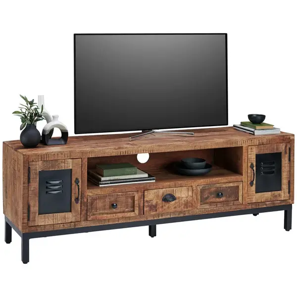 Landscape NÍZKÁ KOMODA, mangové dřevo, hnědá, černá, 160/55/40 cm