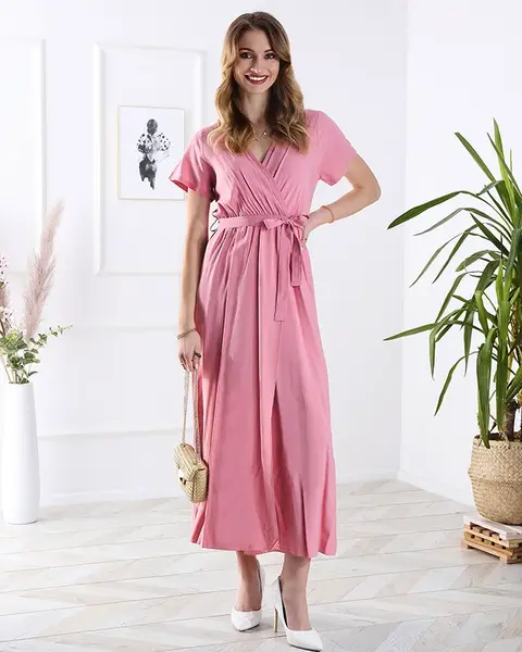 Resti Women's pink long dress with slit - Clothing
