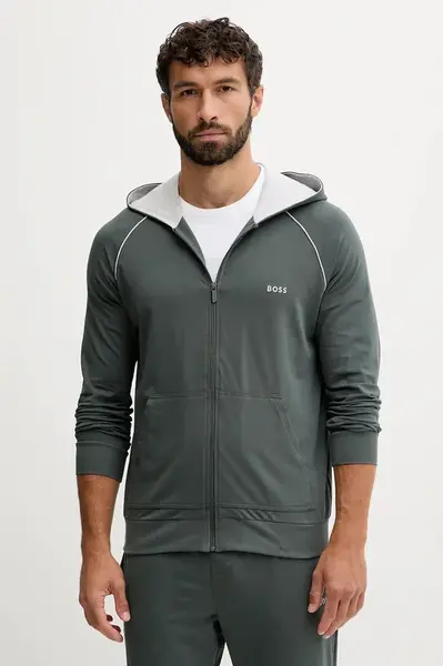 Mikina BOSS Mix&Match Jacket H tmavomodrá barva, s kapucí, hladká