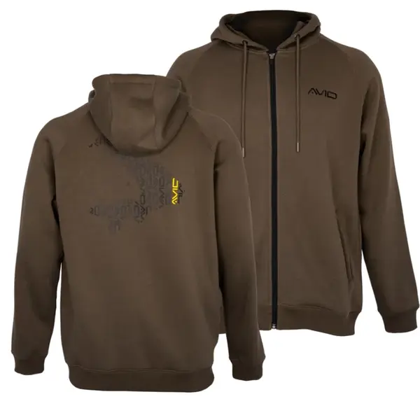 Avid carp mikina compound zip hoodie brown - xxl