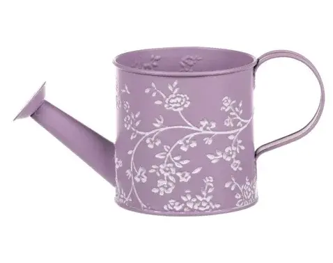 Obal na kvetináč tvar krhla, fialový s bielymi ružami%