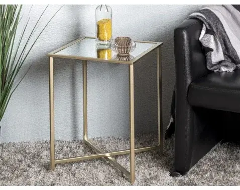 Štvorcový odkladací stolík Lagos 39x39 cm, zlatý%