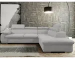 Rohová sedacia súprava Viera, svetlo šedá texturovaná látka, pravý roh%