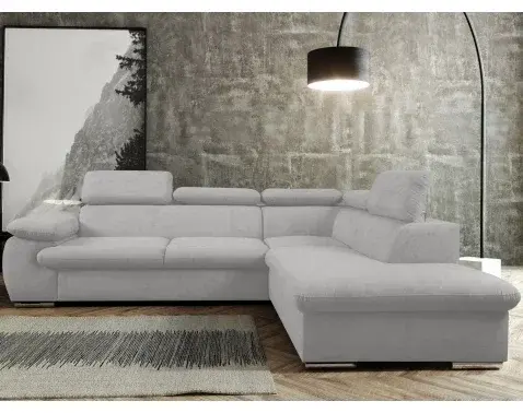 Rohová sedacia súprava Viera, svetlo šedá texturovaná látka, pravý roh%