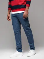 Ombre Men's STRAIGHT LEG cargo pants with zippered pockets - dark blue