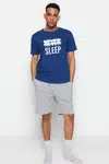 Trendyol Pajama Set - Blue - With Slogan