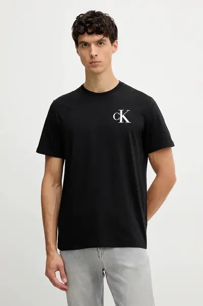 Bavlněné tričko Calvin Klein Jeans pánské, černá barva, LV04RD865G