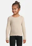 Girls' ribbed long-sleeved T-shirt beige
