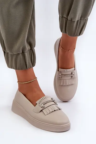 Dámske kožené mokasíny na platforme