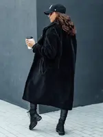 Płaszcz damski zimowy GLAMFUR długi futerkowy czarny Dstreet