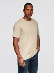 Ombre Men's waffle-textured T-shirt with round neckline - sand