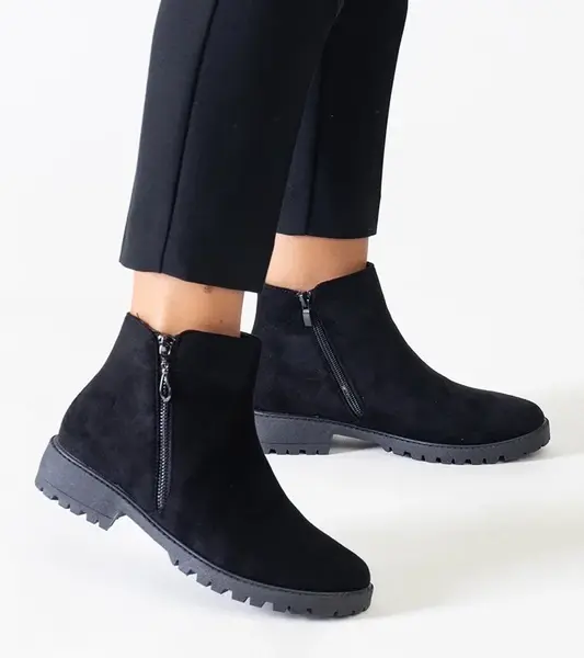 Gemre Black ankle boots with metallic inserts eco-suede Branda