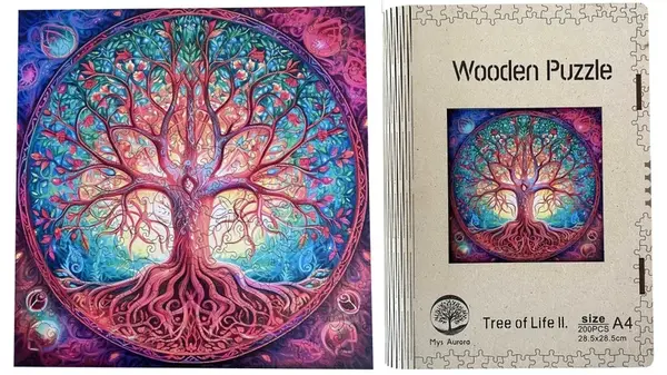 Dřevěné puzzle Strom života A4