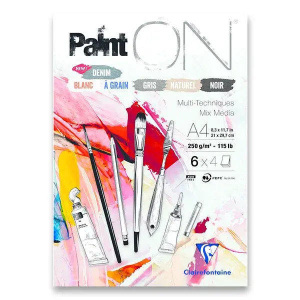 Blok Clairefontaine Paint'ON Mix Colors - A4, 24 listů, 250 g