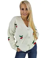 Pri Warm and cozy women's sweater with cherries in autumn LARAMIE