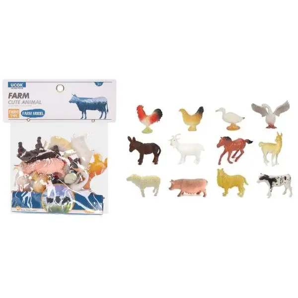 Zvířátka figurky farma 12 ks set 10 cm