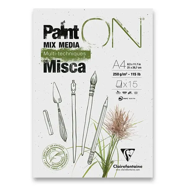 Blok Clairefontaine Paint'ON Misca - A4, 15 listů, 250 g