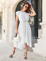 Resti Women's midi dress with ruffles and short sleeves