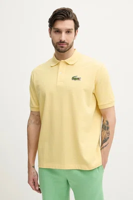 Bavlněné polo tričko Lacoste žlutá barva, s aplikací, PH2751