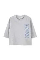 Detské bavlnené tričko s dlhým rukávom BOSS