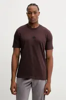 Bavlněné tričko adidas 3S pánské, hnědá barva, s aplikací, JX0736