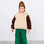 Dětská bunda Tinycottons COLOR BLOCK POLAR SHERPA HOODIE béžová barva, AW25-362