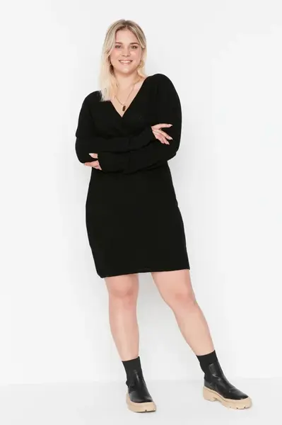 Trendyol Curve černé pletené šaty