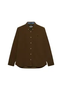 Superdry & Co Košeľa 'CLASSIC'  tmavohnedá