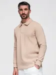 Ombre Men's structured knit polo collar sweatshirt - beige