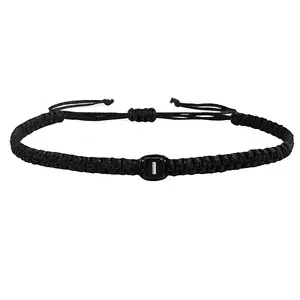 Adjustable Handmade Woven Waxed Polyester Cord Braided Bracelets with Acrylic Letter Beads