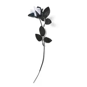 Plastic & Iron Artificial Gothic Rose Flower Stem with Black Leaves