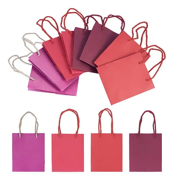 8Pcs 4 Colors Rectangle Paper Gift Bags with Handles