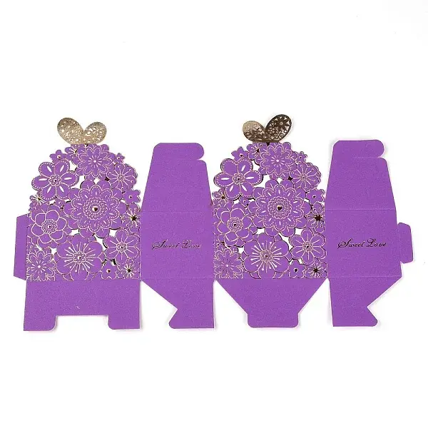 Butterfly & Hollow out Flowers Pattern Paper Fold Candy Boxes