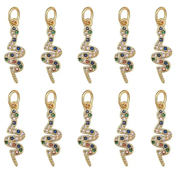 10Pcs Brass Micro Pave Cubic Zirconia Pendants