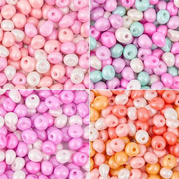 1200Pcs 4 Colors 6/0 Glass Seed Beads