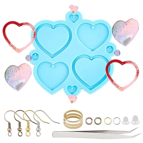 DIY Heart Shape Earring Silicone Mold Kits