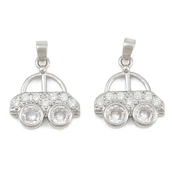 Brass Micro Pave Clear Cubic Zirconia Pendants