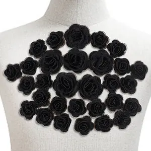 3D Rose Flower Polyester Computerized Embroidered Ornament Accessories